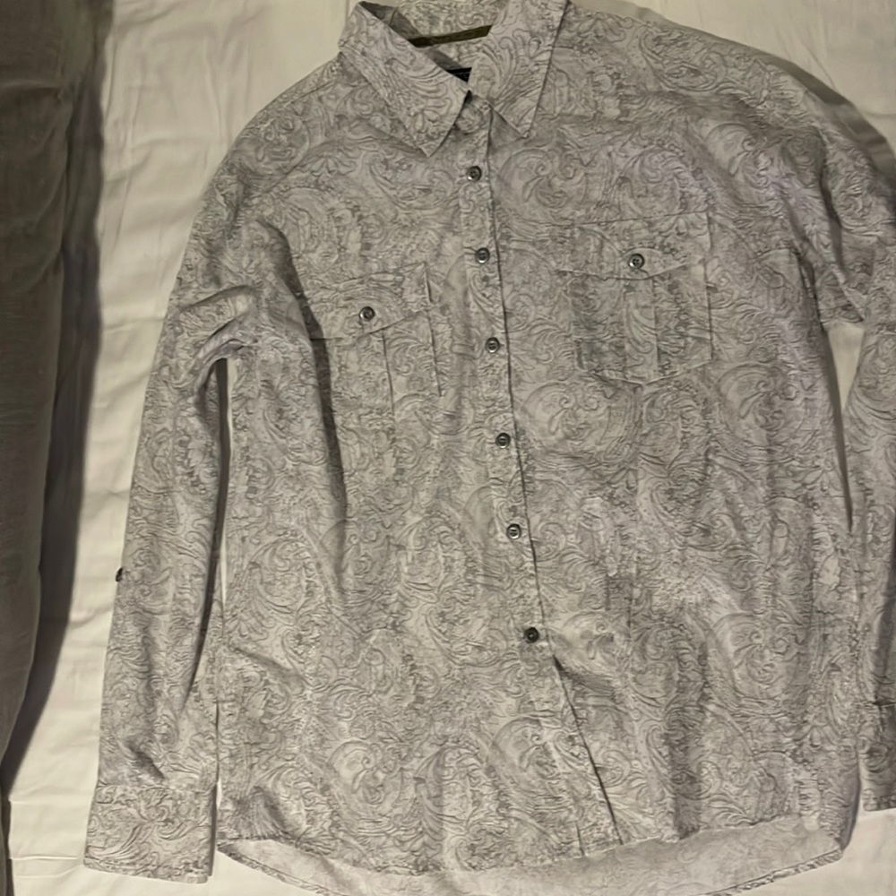 XXL White Moto shirt with grey floral pattern